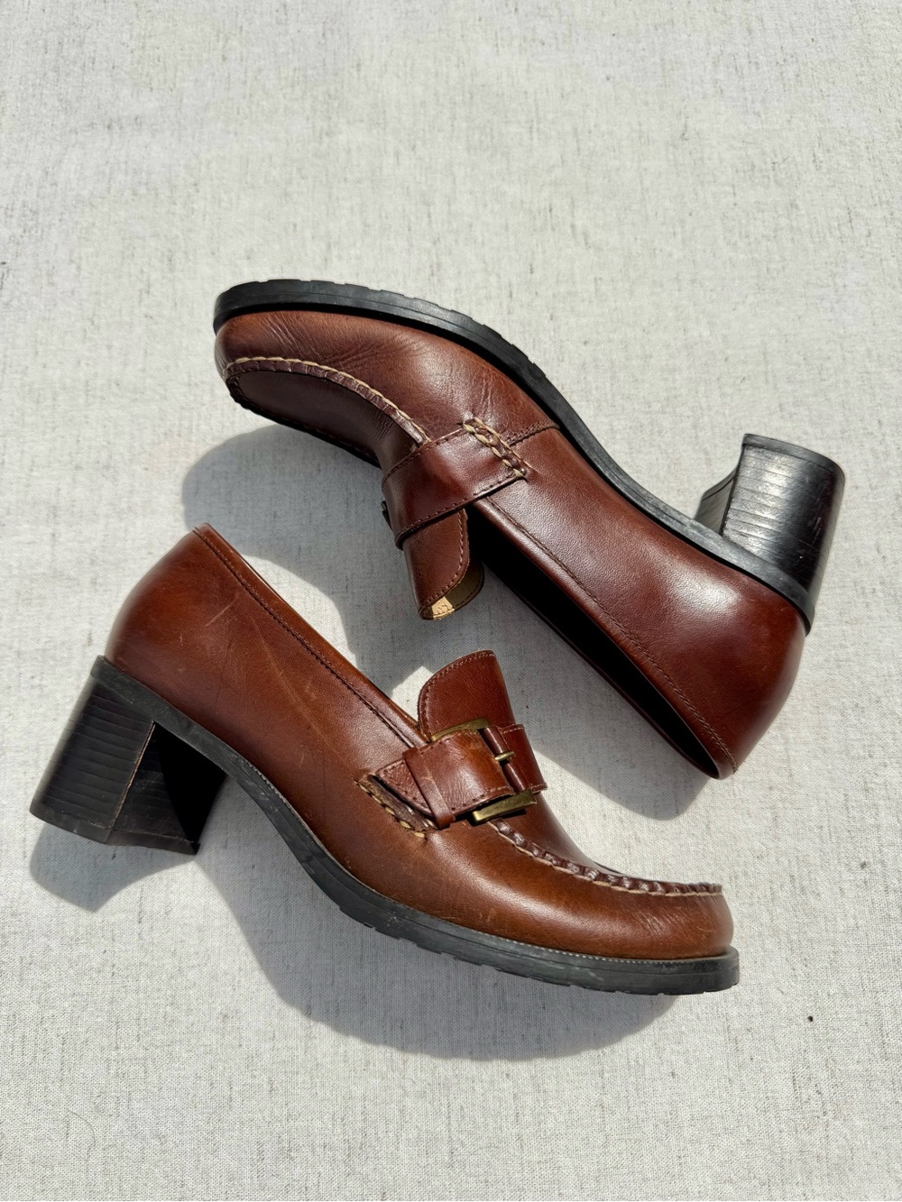 Leather Bass NAOMI block heels - Picture 2 of 10